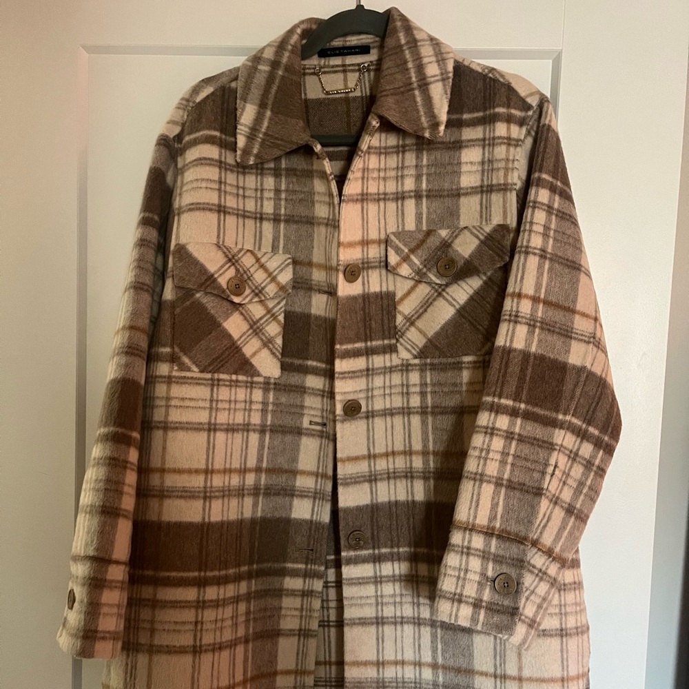 Elie Tahari Brown Plaid Jacket